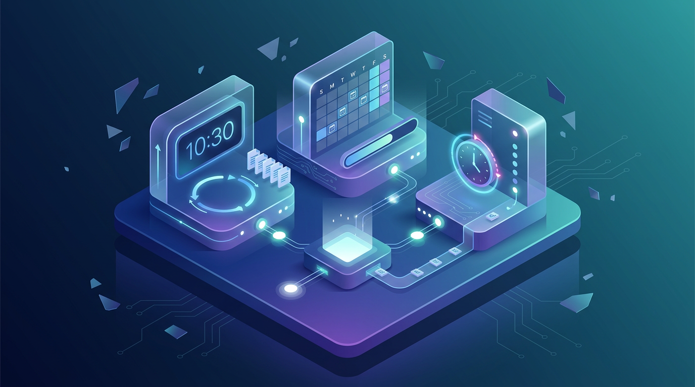 Illustration of scheduled tasks running automatically at different intervals